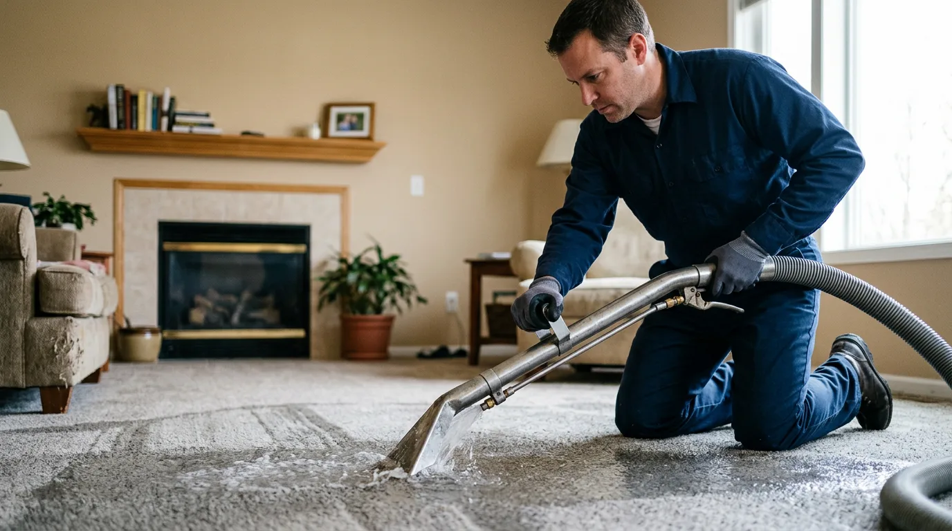 Water damage restoration technician working near Barrington, NH